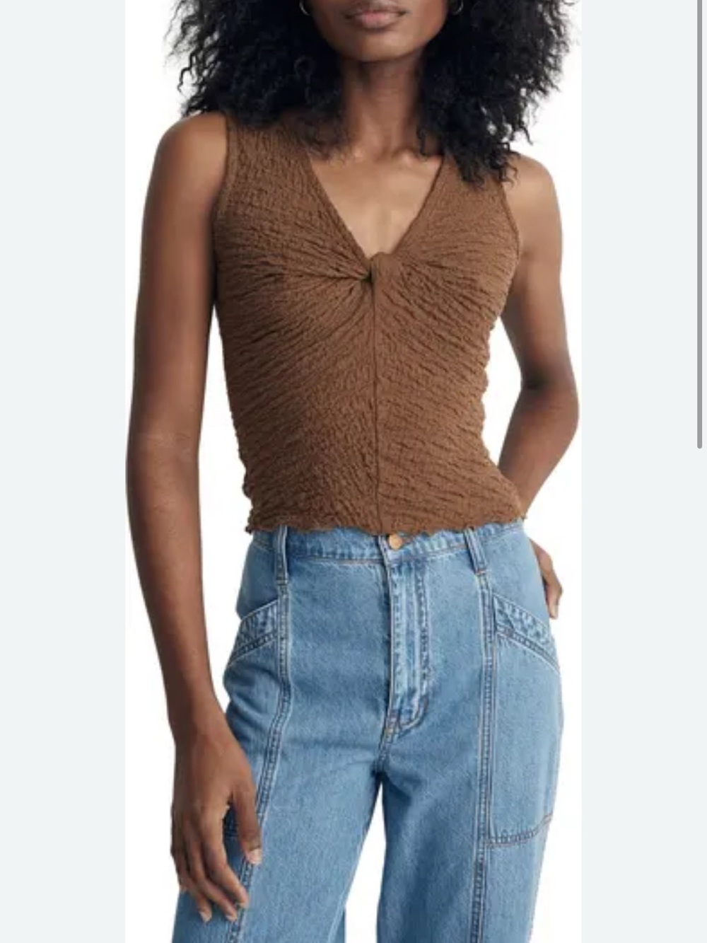 Madewell Popcorn Knit Twist Front Sleeveless Top